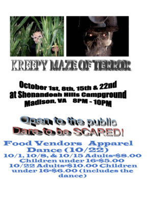 2016 Shenandoah Hills Campground Halloween Flyer