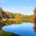 fall pond with reflection of colors